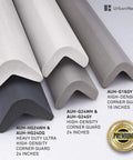 Two Pack High Density Rubber Corner Guards Edge Protectors And Bumpers For Parking Garages And Workshops Baby Proofing Walls And Furniture Neutral Grey 24 Inch Length Stops Dings And Scrapes displayed in different angles and lengths