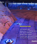 Blue Solar Deck Lights 12 Pack Outdoor LED Path Markers Waterproof Garden Step Lights for Driveway Walkway Dock Aluminum Alloy Construction Auto On Solar Powered Easy Setup No Wiring illuminating a stone pathway.