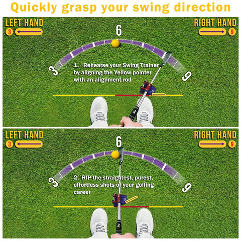 Top view of Golf Swing Trainer With Direction Guides For Consistency Accuracy And Stability, showing alignment on grass