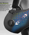 Reusable Dust Mask With 360 Degree Seal And MNL Material For Dust Pollen Welding Construction Sanding Woodworking And Yard Work Breathable Six Filter Face Mask For DIY Projects And Job Site Ready, side view with vent and colorful pattern.