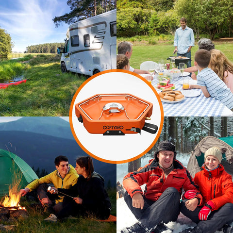 Portable One Burner Propane Camp Stove With Carry Strap For Backpacking Outdoor Cooking Flick Ignition 8600 BTU Gas Stove