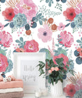 White Watercolor Peony Peel And Stick Wallpaper For Nursery And Bedroom Removable Vinyl Contact Paper Pink And Green Floral For Cozy Vibe