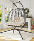 Ultra Cozy Double Hanging Egg Chair With Stand For Patio And Garden Deluxe Hammock Swing Chair With Cushions Loveseat Style