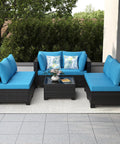 Chill 7 Piece Outdoor Patio Sectional Wicker Set With Waterproof Cushions, Garden Porch Backyard Conversation Couch