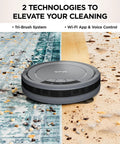 Ion Robot Vacuum with Tri-Brush System and WiFi Connectivity, 120 Minute Runtime, Works with Alexa, cleaning carpet and floor, grey