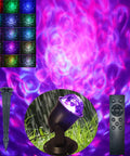 Outdoor Christmas Halloween Projector Lights For Yard With 15 Colors Water Wave Ocean Effect, remote, ground stake shown