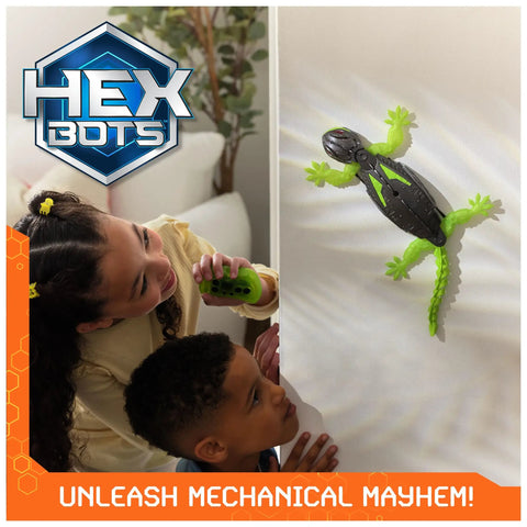 Children watch Wall Crawling Gecko Robot With Remote Control Realistic Creepy Crawly Action That Climbs Walls