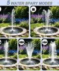 Solar Water Fountain Kit For Bird Bath With Separated Solar Panel 5 Nozzles 9.54ft Cable Pump 2.5W 5V shown in garden setting