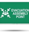 No Nonsense Heavy Duty Reflective Emergency Assembly Point Sign on green background indicating evacuation assembly point.