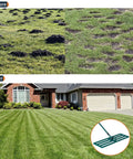 Before and after lawn care using Heavy Duty Stainless Steel Lawn Leveling Rake With 78 Inch Adjustable Handle, 30x10 Inch Ground Leveler