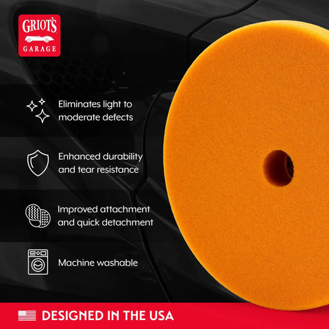 Orange Foam Buffing Pads For Car Polishing And Detailing Remove Light To Moderate Paint Defects Durable And Machine Washable 6.5 Inch Set Of 2 Works With All Polishes showcasing benefits