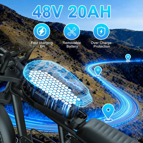 Powerful 1500W Electric Bike For Adults With 48V 20Ah Battery Reaches 34 MPH with battery features