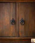 Cabinet with Mystic Colonial Cast Iron Ring Pull Handles With Screw Blackened Hammered Finish Antique Cabinet Hardware