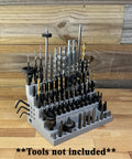 Heavy Duty Benchtop Or Wall Mount Bit Organizer For One Quarter Inch Hex Shank Bits And More, Neatly Stows Up To 75 Tools