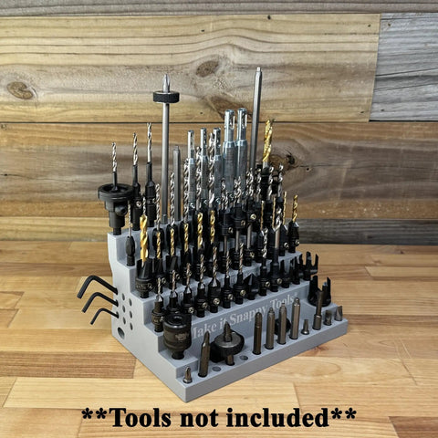 Heavy Duty Benchtop Or Wall Mount Bit Organizer For One Quarter Inch Hex Shank Bits And More, Neatly Stows Up To 75 Tools