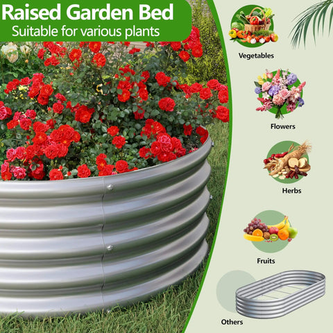 2-Pack 6x3x1ft Galvanized Metal Raised Garden Bed Kit for Outdoor Planter Box Vegetables Herbs Flowers Fruits Durable Rust Resistant Weatherproof Patio Garden Bed No Tools Required Easy Assembly