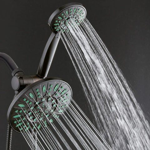 Antimicrobial Anti Clog 30 Setting High Pressure Rain Shower Head With Microban Nozzle Protection in action with water flow