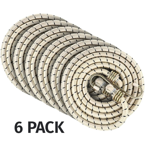 6 Pack 72-Inch Long Heavy Duty Bungee Cords With Durable Metal Hooks For Bikes, Camping, Outdoors, Coiled Set View