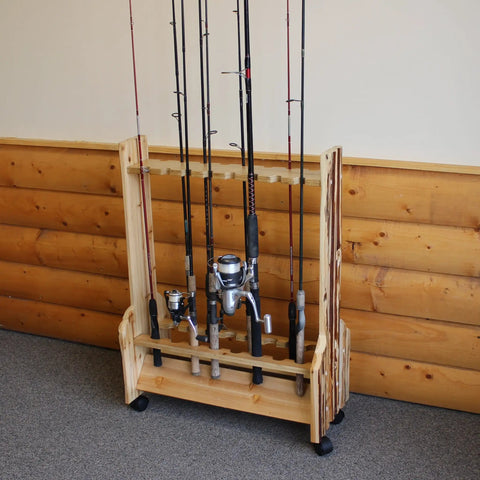 Double Sided Fishing Rod Holder That Stores Up To 16 Rods For Saltwater And Freshwater Gear Perfect Garage Organization
