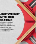Right Angle Wood Clamp For Precise 90 Degree Joints In Woodworking Premium Clamp Set With 45 Degree Cutting Guide Slot 2 Pack Heavy Duty 200 Pound Clamp Force For DIY Projects And Home Improvement, showing red clamp securing wood at a right angle.