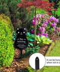 No Soliciting Sign For Home And Yard, Funny Black Cat Metal Sign, 16.5 By 7.1 Inches in garden with colorful flowers