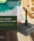 Beefy 100 Lb Fillable Umbrella Base With 4 Wheels And Dual Locks For Easy Move Rust Resistant Windproof Stand On Patio