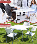 4 Pack Adjustable Table Leg Extenders Heavy Duty Steel Chair Risers used on indoor and outdoor folding tables with chairs.