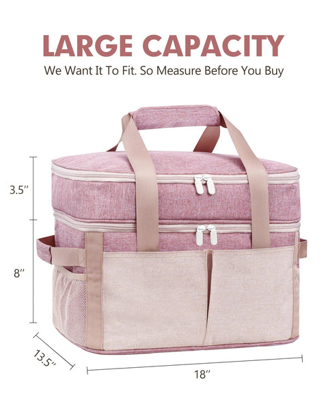 Heavy Duty Insulated Slow Cooker Carrying Bag 6 To 8 Quart Oval, Double Layer Tote with top handle and large capacity