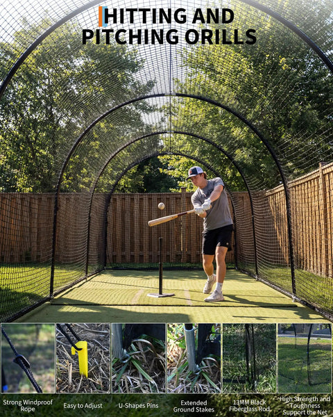 33 Foot Baseball Batting Cage With Frame And Net Full Enclosure For Backyard Practice Space Batting And Pitching Drills