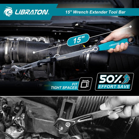 Using 15 Inch Wrench Extender Tool Bar Turbo Boost For Maximum Leverage And Universal Fit Heavy Duty Extension Spanner Adapter