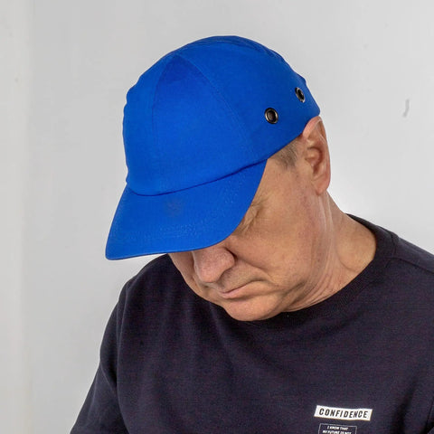Five Pack Reflective Bump Cap Hard Hat With Adjustable Hook And Loop Fit Lightweight Breathable Twill Royal Blue And Mesh Safety Cap