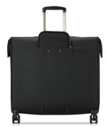 Front view: DELSEY Paris Helium DLX rolling garment bag, black with spinner wheels