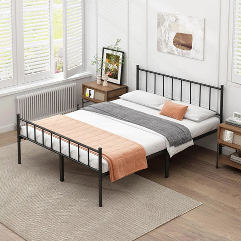 Tough Built Queen Metal Bed Frame With Steel Slat Support Zero Squeak Design Easy As Pie Assembly And Tons Of Under Bed Storage for a cozy bedroom setting.
