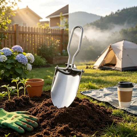 Ultra Portable Folding Shovel For Camping And Garden Tasks Mini Trowel With Carrying Pouch Multi Function Digging Tool in garden