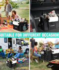 Large Grill And Picnic Caddy With Paper Towel Holder And Condiment Pockets Foldable BBQ Organizer in outdoor settings