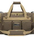 Heavy Duty Tactical Range Duffel With MOLLE Gear, Lockable Zippers, Water Resistant Polyester, Large Opening, Military Style Travel Gym Bag for Sports and Duty, Khaki 27 Inch With US Flag Patch