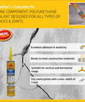 Concrete Fix Elastic Sealant For Cracks And Joints, Paintable Polyurethane In Limestone, Weatherproof Sealant packaging.