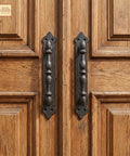 Heavy Duty Cast Iron Door Pull Handles Set Of 2 In Rustic Black With Colonial Victorian Style on wooden doors