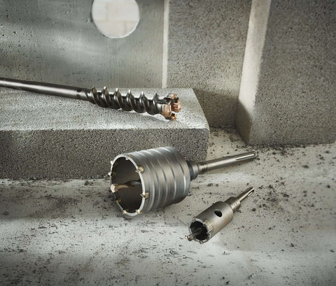 Bosch HC7508 6-in rotary hammer core bit set; two metal core bits for concrete drilling