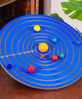 Hands On Solar System Wooden Puzzle For Kids 21.2 Inches Big Planet Puzzle Board With Sun And Eight Planets displayed in blue
