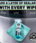 Swift Wipe Waterless Car Wash Spray With High Lubrication Formula, No Water Needed, Wipe And Shine On The Go, Safe For All Finishes, Streak Free Finish, Safe For Clear Coat And Chrome, Great For Daily Detailing, 1 Gallon bottle with microfiber towel on car hood