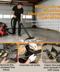 Man using a vacuum with Two Point Five Inch Shop Vac Y Connector Separator with Dual Blast Gates Hose Splitter for dust collection.