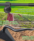 Close-up of Long Handle 59 Inch Triangle Garden Hoe With V Blade For Deep Trenches and heavy duty features