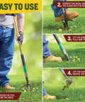Weed Puller Tool 44 Inch Stand Up Weeder With 4 Claw Steel Head Dual Weed Eject Tech Bamboo Handle Garden Remover, used on lawn