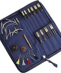 Top Notch Ebony Wood Interchangeable Circular Knitting Needle Set, 5 Inch Length, 10 Sizes From 2.5 To 11, in silk case.