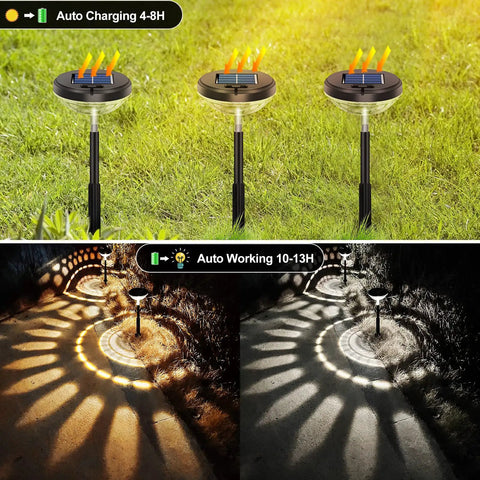 8 Pack Solar Pathway Lights Outdoor Color Changing And Warm White IP67 Waterproof Garden Walkway Lawn Lights in grass and path