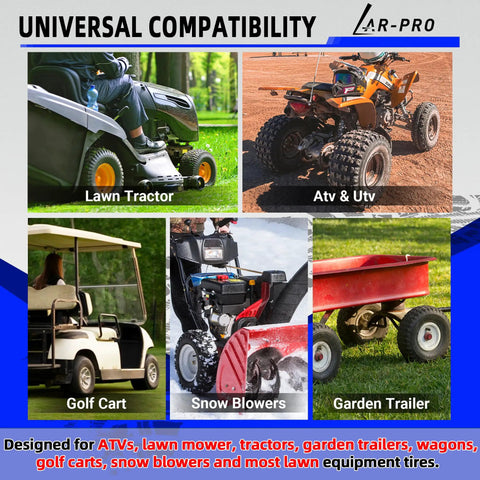 ATVs, lawn tractors, golf carts, snow blowers, garden trailers compatible with Replacement 24 By 12 By 12 Heavy Duty Inner Tube