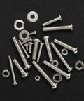 Heavy Duty 351 Piece Stainless Steel Screw Assortment Kit with assorted nuts, bolts, and flat washers on a black background.