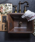 12 Inch Hand Hammered Solid Copper Bathroom Sink with Aged Copper Finish and Dual Flex Rim for Easy Install