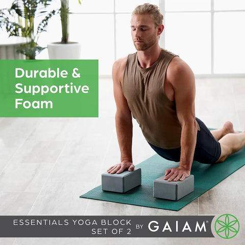 Kick Your Practice Up With This Game Changer Yoga Block Built From Lightweight EVA Foam With A Nonslip Grip And Rounded Beveled Edges That Keep You Balanced Through Pilates Vibes in use during a workout.